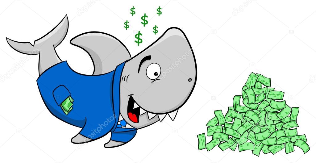 smiling cartoon financial shark 