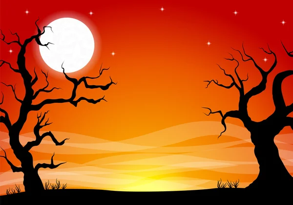 Halloween fundal cu o noapte plină lună — Vector de stoc