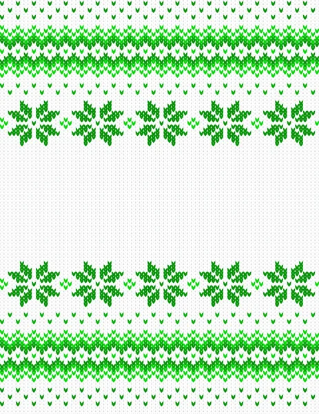 シームレスな緑と白のニットの背景 — ストックベクタ