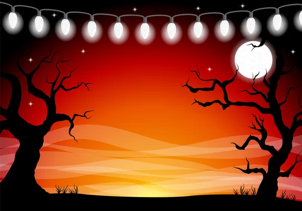 Halloween Hintergrund mit einer Vollmondnacht — Stockvektor