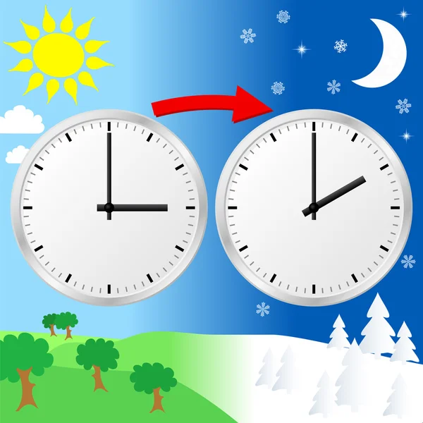 Cambio de hora a tiempo estándar — Vector de stock