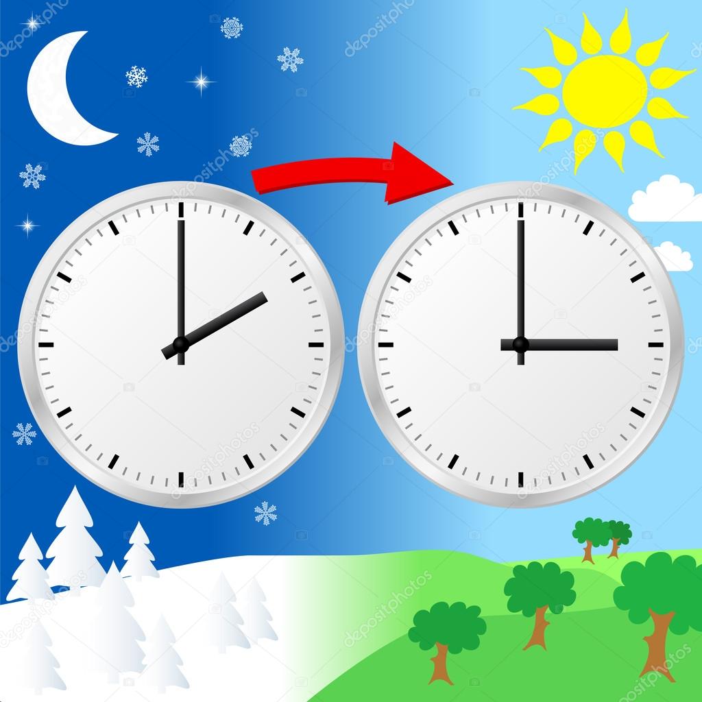 Clock switch to summer time daylight saving Vector Image