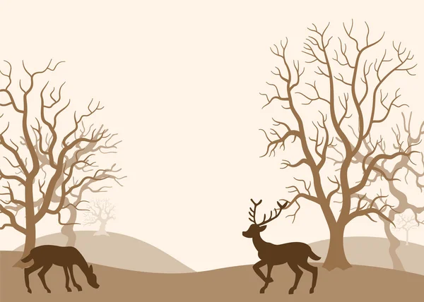 Cerfs dans la forêt d'automne — Image vectorielle