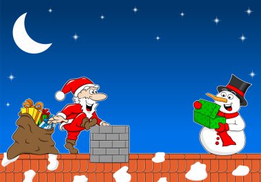 Noel Baba hediye verdiği bir kardan adam yılbaşı