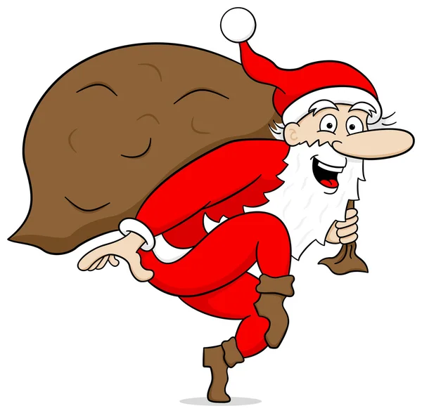 Babbo Natale va in punta di piedi — Vettoriale Stock
