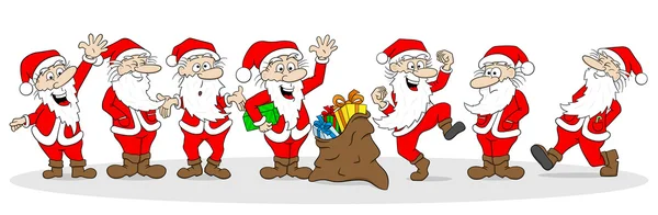 Group of santa clauses wishes merry christmas — Stock Vector