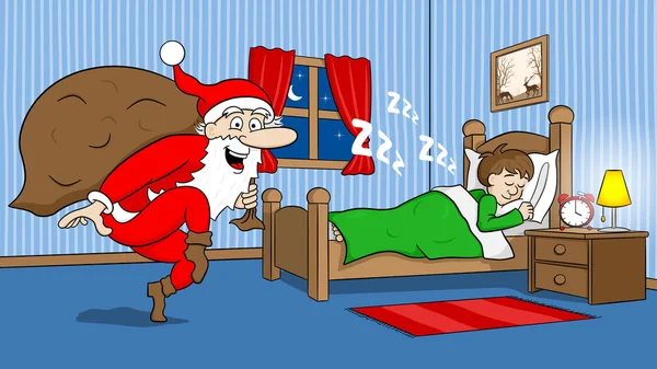 Santa claus gaat op zijn tenen — Stockvector