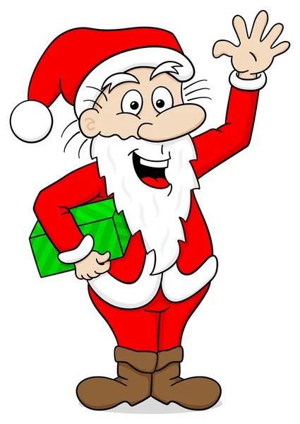 Zwaaien cartoon santa claus op wit — Stockvector