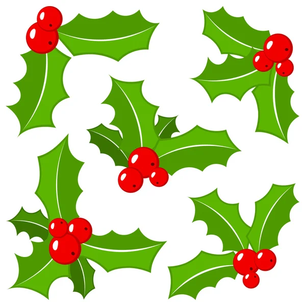 Set of christmas holly leaves — Stock Vector