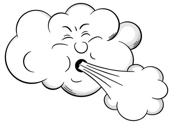 cartoon cloud blows wind