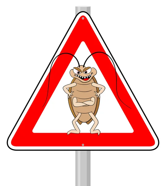 Tanda peringatan cockroache - Stok Vektor