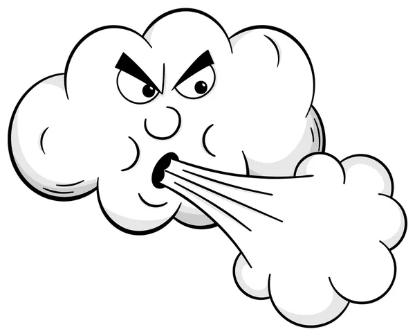 Cartoon cloud blows wind — Stock Vector