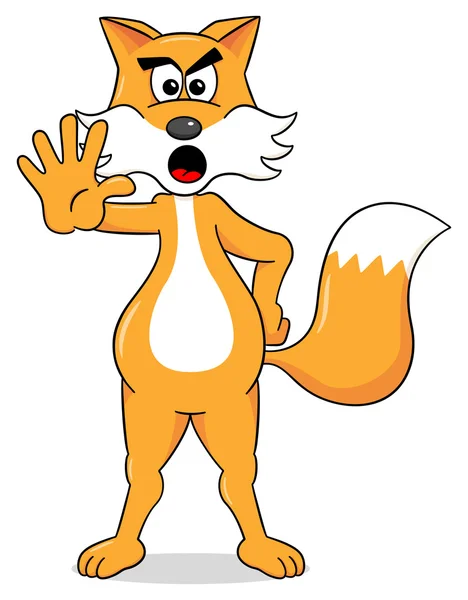 Cartoon fox att göra stopp tecken med handen — Stock vektor