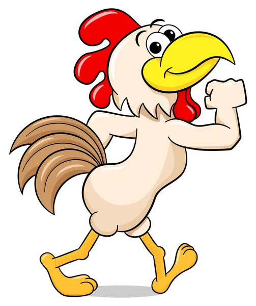 Orgulloso dibujos animados pollo struts — Vector de stock