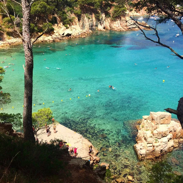 Acque turchesi su una spiaggia mediterranea in Costa Brava, Catalogna . — Foto Stock