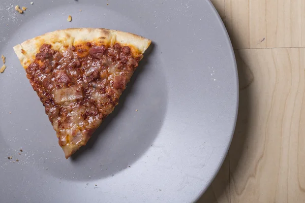 Tasty meat pizza bread close up