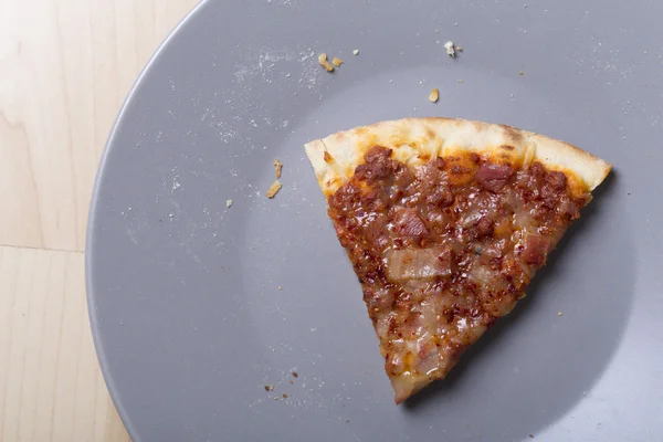 Tasty meat pizza bread close up