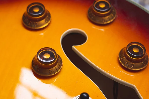 Vintage Electronic Buttons Sunburn Electric Guitar — Stock Photo, Image