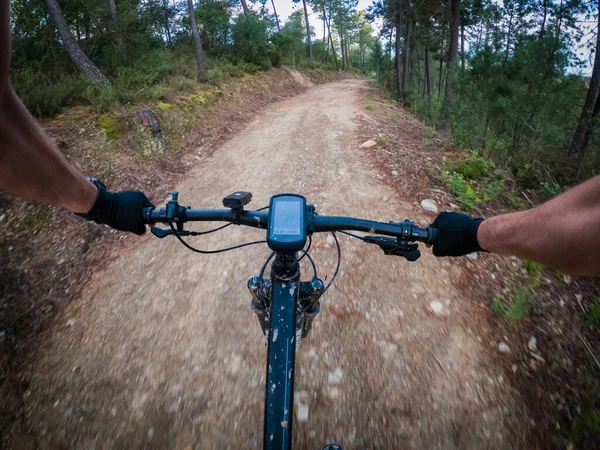 Riding Black Mountain Bike Nav Gravel Mountain Road Rider Chest — Stock Photo, Image