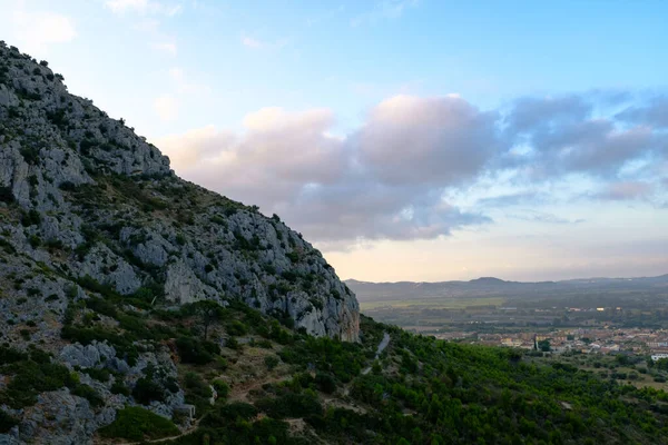 Vista Panorâmica Topo Montanha Rochosa Montgri Catalunha Costa Brava Uma — Fotografia de Stock
