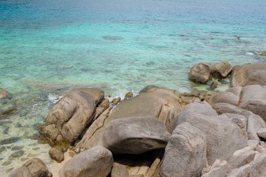 Koh Tao, Koh Samui, Tayland 'daki ünlü turistik adada güzel bir plaj.