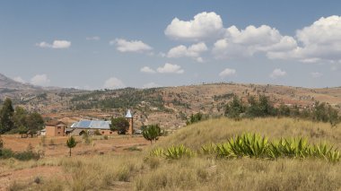 Kırmızı çalı manzara Madagaskar Highlands