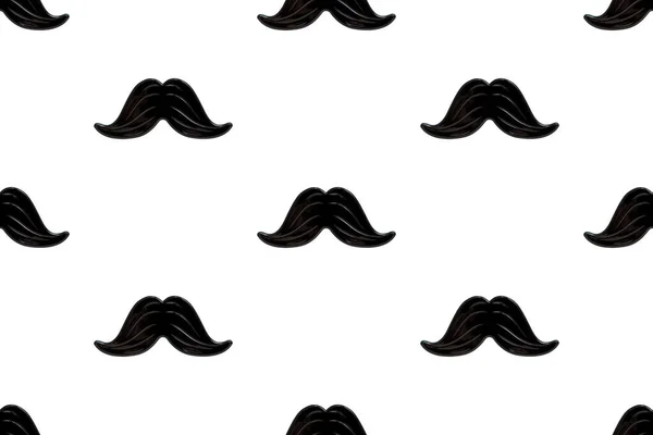 Hipster Preto Bigode Sem Costura Padrão Isolado Fundo Branco Dia — Fotografia de Stock