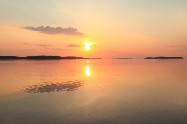 Sunset on Saimaa lake