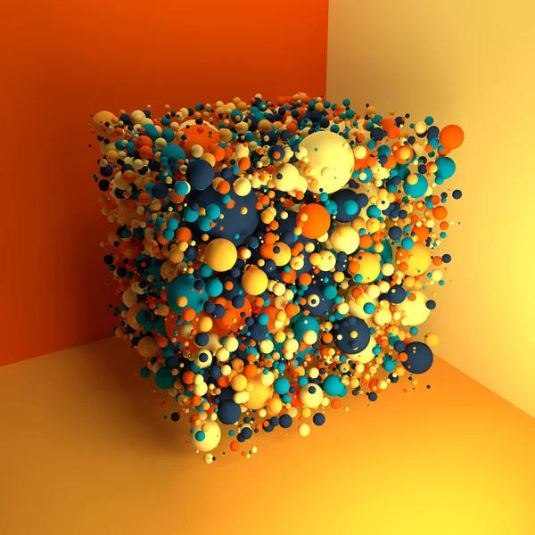 Cubo 3D das muitas bolas — Fotografia de Stock