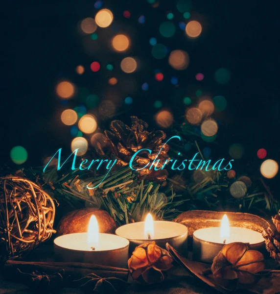 Kerzen Weihnachtskarte — Stockfoto