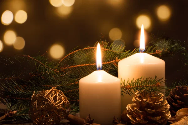 Candele e luci di Natale — Foto Stock