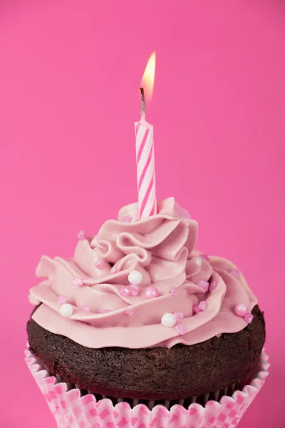 Cupcake di compleanno rosa Foto Stock Royalty Free