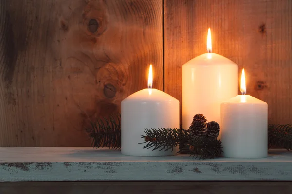 Velas rústicas de Navidad — Foto de Stock