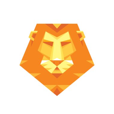 Aslan kafa - düz stil tasarım vektör işareti kavramı illüstrasyon. Aslan kafası logosu. Vahşi aslan kafa grafik illüstrasyon. Aslan baş işareti. Afrika aslan kafa yaratıcı düz illüstrasyon. Tasarım öğesi.
