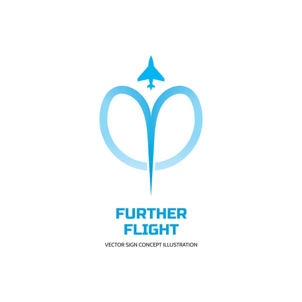 Further flight - vector logo concept illustration. Airplane logo sign. Aircraft logo sign. transport logo sign. Airbus logo sign. Airlines logo sign. Vector logo template. Design element. — ストックベクタ