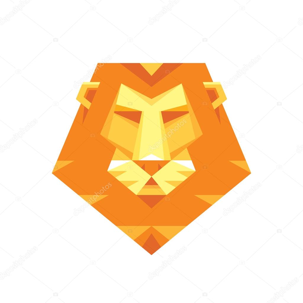Lion head - vector sign concept illustration in flat style design. Lion head logo. Wild lion head graphic illustration. Lion head sign. African lion head creative flat illustration. Design element.