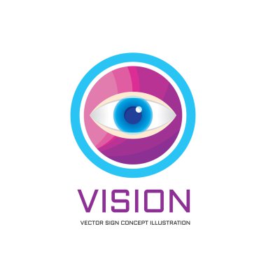 Vizyon - vektör logo konsept illüstrasyon. Daire logo işareti gözlerime. Oftalmoloji logo işareti. Gözetim logo işareti. Tıp logosunu görmeniz gerekir. Tıbbi logosunu görmeniz gerekir. Vektör logo şablonu. Tasarım öğesi.