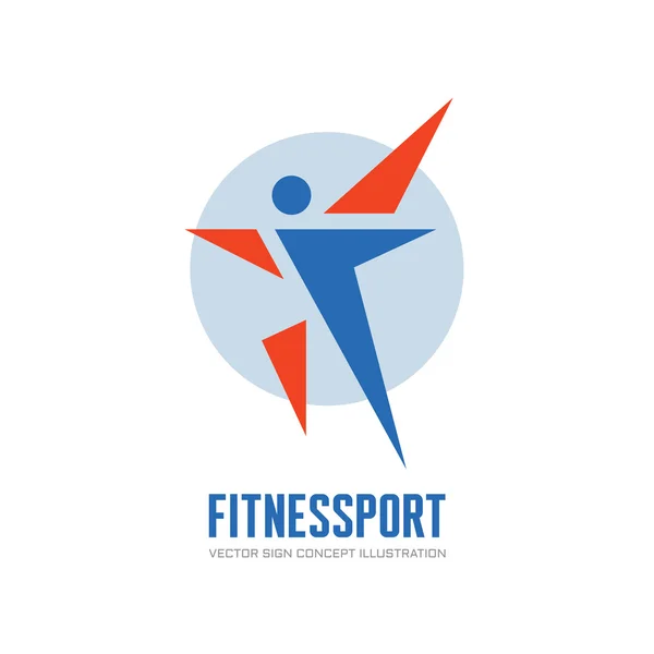 Fitness Sport - ilustración del concepto de logotipo vectorial. Logo de vector de carácter humano. Logo abstracto de la figura del hombre. Logo de la gente. Icono humano. Icono de gente. Logo deportivo. Logo de baile positivo. Plantilla de logotipo vectorial . — Archivo Imágenes Vectoriales