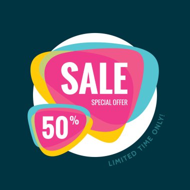Satılık soyut vektör afiş - özel teklif % 50 - zaman sadece sınırlı. Satılık vektör afiş. Satılık arka plan. Süper büyük Satılık tasarım düzen. Satış banner Web sitesi için. Satış afiş şablon.
