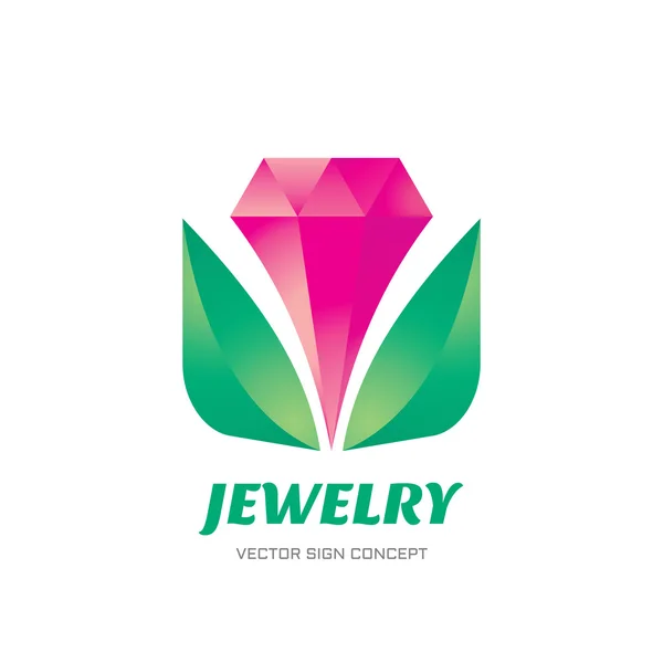 Jewelry vector logo concept illustration. Jewel logo sign. Flower tulip logo sign. Floral logo sign. Crystal logo sign. Diamond logo sign. Vector logo template. Design element. — Stock Vector