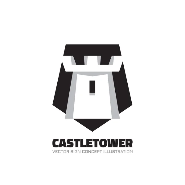 Castle Tower-vektor logo koncept illustration i platt stil design. Abstrakt torn av slottet vektor illustration. Antivirus-logotypen. Logotyp för skydd. Mall för vektor logotyp. Design element. — Stock vektor