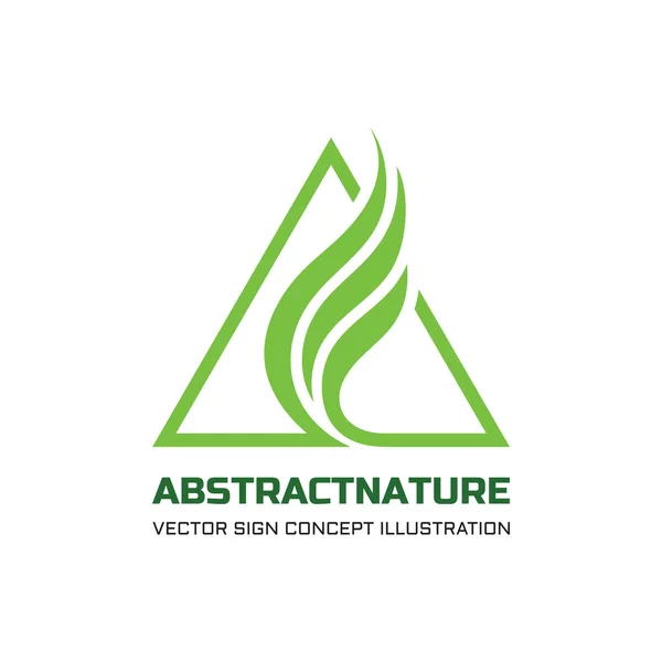 Abstrakte Natur Vektor Logo Konzept Illustration für Unternehmen. abstrakte grüne Blätter in Dreiecksform. Dreieckszeichen. Vektor-Logo-Vorlage. Gestaltungselement. — Stockvektor