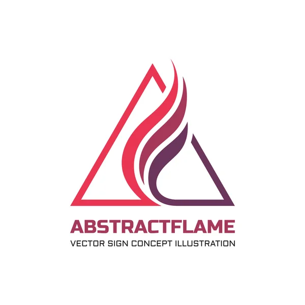 Abstract vlam vector logo concept illustratie voor bedrijfs bedrijf. Abstracte vuur vlam in driehoeken vorm. Driehoek teken. Vector logo sjabloon. Ontwerpelement. — Stockvector