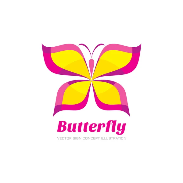 Düz stil tasarım kelebek vektör logo konsept illüstrasyon. Kelebek soyut işareti yaratıcı illüstrasyon. Vektör logo şablonu. Tasarım öğesi. — Stok Vektör