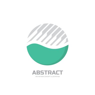 Soyut vektör logo kavramı illüstrasyon. Daire içinde soyut çizgiler. Küre vektör logosu. Doğa biyo ürün logo işareti. Geometrik logo işareti. Vektör logo tasarım şablonu.