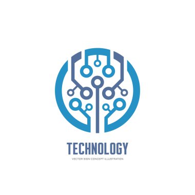 Teknoloji - kurumsal kimlik için vektör logo kavramı illüstrasyon. Soyut çip logo işareti. Ağ logo işareti. İnternet logo işareti. Web logo işareti. Teknoloji logosu. Vektör logo şablonu. Tasarım öğesi.