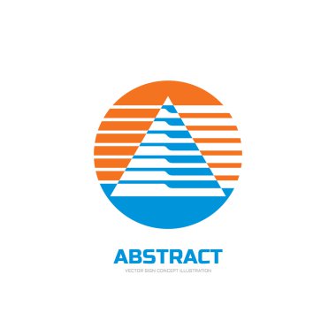 Soyut vektör logo kavramı illüstrasyon. Üçgen şeklinde ki soyut çizgiler daire şeklinde. Küre vektör logosu. Geometrik logo işareti. Vektör logo tasarım şablonu.
