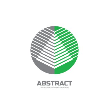 Soyut vektör logo kavramı illüstrasyon. Daire içinde piramit siluet soyut çizgiler. Geometrik logo işareti. Vektör logo tasarım şablonu.