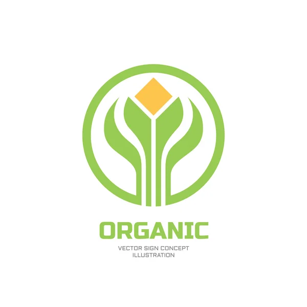 Brotes y hojas - ilustración del concepto de logotipo vectorial. Logo orgánico. Logo de Ecología. Hojas en el logotipo del círculo. Logo Bio. Logo de la naturaleza. Logo de agricultura. Plantilla de logotipo vectorial. Elemento de diseño . — Archivo Imágenes Vectoriales