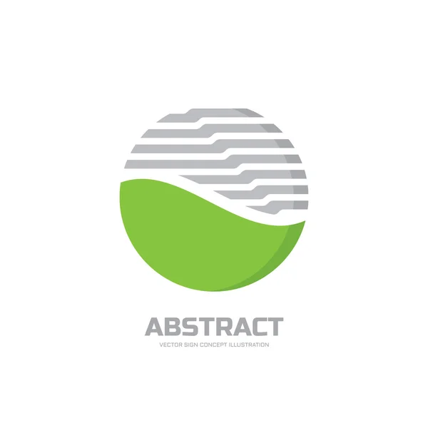 Ilustración abstracta del concepto del logotipo del vector. Rayas abstractas en círculo. Esfera vector logotipo. Signo de logotipo del producto bio naturaleza. Signo de logotipo geométrico. Plantilla de diseño de logo vectorial . — Vector de stock